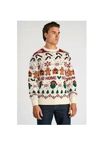 Weihnachtspullover LINDBERGH, Herren, Gr. M, sanftes wei&szlig;, Strick, Obermaterial: 100% Polyacryl, Intarsienmuster, regular fit normal, Rundhals, Rippb&uuml;ndchen, Pullover Weihnachtspullover, mit Intarsien Muster