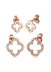 Ohrstecker-Set Elli "Ohrringe Kleeblatt Zirkonia Set Gl&uuml;cksymbol 925 Sterling Silber" Gr. 13, rosa (rosegold), Ohrringe, Damen, 13,mit Stein, Silber 925 (Sterlingsilber), Ohrstecker-Set