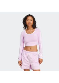Langarmshirt adidas originals "3S LS CROP", Damen, Gr. L, lila (light orchid), Obermaterial: 93% Baumwolle, 7% Elasthan, normal, tiefer Rundhals, Shirts Langarmshirt, schmaler und k&uuml;rzerer Schnitt, mit langen &Auml;rmeln, aus Baumwolle
