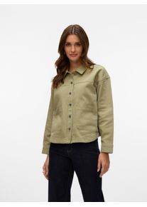 V&eacute;ro Moda Jeansjacke VERO MODA "VMJAMIE LS DENIM SHACKET MIX NOOS", Damen, Gr. L, laurel wreath detail:washed, Denim/Jeans, Obermaterial: 80% Baumwolle, 20% Polyester, unifarben, loose fit normal, Jacken Jeansjacke, Baumwollmischung