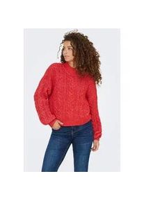 Stehkragenpullover Only "ONLIDA LIFE LS HIGH NECK KNT", Damen, Gr. L, salsa detail:melange, Strick, Obermaterial: 82% Polyester, 14% Polyacryl, 4% Wolle, meliert, regular fit, Rippstrickb&uuml;ndchen, Pullover Stehkragenpullover
