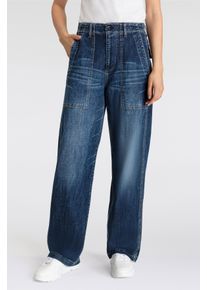 5-Pocket-Jeans Herrlicher "Fatique Women Wide Light Denim", Damen, Gr. 33, N-Gr, whale, Denim/Jeans, Obermaterial: 97% Baumwolle, 3% Elasthan, relaxed fit, Jeans 5-Pocket-Jeans, mit gro&szlig;en aufgesetzten Taschen