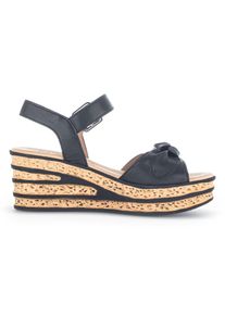 Keilsandalette Gabor, Damen, Gr. 36, schwarz, Nappaleder, Schuhe Keilsandalette, Keilabsatz, Sommerschuh, Riemchensandale mit sch&ouml;ner Zierschleife