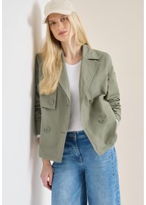 Kurzjacke Cecil, Damen, Gr. XXL (46), chlorella gr&uuml;n, Web, Obermaterial: 100% Baumwolle. Futter: 100% Polyester, unifarben, l&auml;ssig geschnitten h&uuml;ftlang, V-Ausschnitt, Jacken Kurzjacke, Trenchcoat mit Reverskragen, Topseller