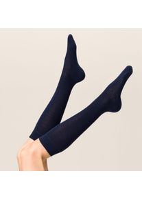 Kniestr&uuml;mpfe Kunert "LIZ", Damen, Gr. 35-38, marine, Baumwollmischung, normal, Socken Kniestr&uuml;mpfe, druckfreier Komfortbund