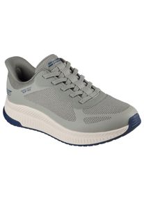Slip-On Sneaker Skechers "BOBS SQUAD 4", Damen, Gr. 48,5, gr&uuml;n (olivgr&uuml;n), Synthetik, Textil, Schuhe Slip-On Sneaker, Trainingsschuh, Sneaker, Schn&uuml;rschuh zum einfachen Schlupfen