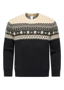 Norwegerpullover Ragwear "Norwen", Herren, Gr. M (50), schwarz, Strick, Material: 60% Baumwolle, 40% Acryl, Basic, gerade h&uuml;ftlang, Rundhals, eng Rippstrickb&uuml;ndchen, Pullover Norwegerpullover, Warmer Norweger Herren Strickpullover