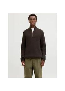 Jack & Jones Troyer JACK & JONES "JORBLEECKER KNIT HALF ZIP BF", Herren, Gr. S, mulch detail:schwarz, Strick, Obermaterial: 65% Polyacryl, 35% Baumwolle, unifarben, regular fit h&uuml;ftlang, hoch geschlossener Ausschnitt, Rippb&uuml;ndchen, Pullover Troyer