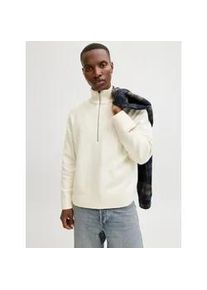 Jack & Jones Troyer JACK & JONES "JORNORREBRO KNIT HALF ZIP SN", Herren, Gr. S, sea salt, Strick, Obermaterial: 55% Baumwolle, 22% Polyester, 21% Polyacryl, 2% Elasthan, unifarben, relaxed fit h&uuml;ftlang, hoch geschlossener Ausschnitt, Strickb&uuml;ndchen, Pullover Troyer