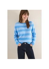 Rundhalspullover Cecil, Damen, Gr. XL (44), fountain blau, Strick, Obermaterial: 85% Polyester, 15% Baumwolle, colorblocking, gestreift, l&auml;ssig geschnitten h&uuml;ftbedeckend, Rundhals, Pullover Rundhalspullover, mit Streifenmuster