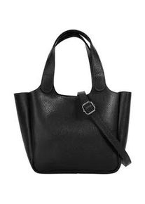 Henkeltasche CLUTY, Damen, Gr. B/H/T: 30cm x 19cm x 12cm onesize, schwarz, Leder, leicht gl&auml;nzend, unifarben, Taschen, echt Leder, Made in Italy
