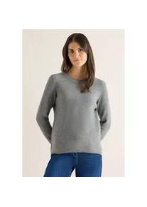 Strickpullover Cecil, Damen, Gr. M (40), sporty grau melange, Web, 37% Baumwolle, 34% Polyacryl, 26% Polyester, 3% Elasthan, unifarben, normal normal, Rundhals, B&uuml;ndchen, Pullover Strickpullover, aus Feinstrick