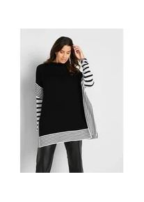 Longpullover bonprix, Damen, Gr. 36/38 (S), schwarz (schwarz, wollwei&szlig;), Obermaterial: 80% Viskose, 20% Polyamid, oversize, Pullover Longpullover, aus Viskose und Polyamid, mit Stehkragen, f&uuml;r vielseitige Anl&auml;sse