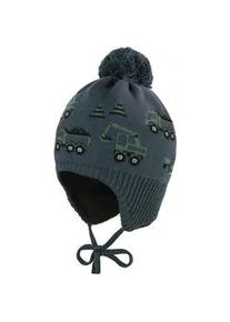 Strickm&uuml;tze MaxiMo, Jungen, Gr. 53, gr&uuml;n (schwarz slate), Strick, Baumwolle, mehrfarbig, M&uuml;tzen Strickm&uuml;tze, Baumwolle, gef&uuml;ttert, zum Binden, Bommel