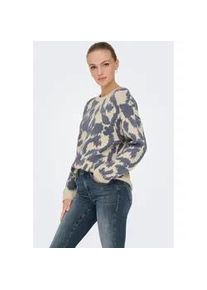 Strickpullover Only "ONLGIGI LS GLITTER O-NECK KNT", Damen, Gr. S, birch detail:vintage indigo glitter, Strick, Obermaterial: 65% Polyester, 18% metallisierte Fasern, 12% Viskose, 3% Wolle, 2% Elasthan, gemustert, regular fit, Rundhals, Rippstrickb&uuml;ndchen, Pullover Strickpullover