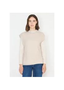 Pullunder Cecil, Damen, Gr. L (42), oat milk beige melange, Web, 37% Baumwolle, 34% Polyacryl, 26% Polyester, 3% Elasthan, meliert, comfort fit normal, Rundhals, abgesteppt, Pullover Pullunder, mit Materialmix