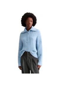 Marc O'Polo Strickpullover MARC O'POLO DENIM "aus edlem Wolle-Alpakawolle-Mix", Damen, Gr. S, medium blau, Obermaterial: 43% Wolle, 34% Polyamid, 23% Alpaka, unifarben, Pullover Strickpullover