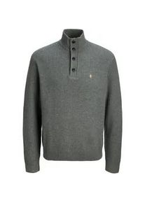 Jack & Jones Strickpullover JACK & JONES "JPRBLURICHARD KNIT HIGH NECK", Herren, Gr. S, medium grau melange, Strick, Obermaterial: 73% Polyester, 27% Polyacryl, meliert, regular fit, hoch geschlossener Ausschnitt, Rippb&uuml;ndchen, Pullover Strickpullover