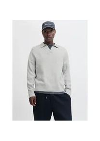 Jack & Jones Strickpullover JACK & JONES "JCOCOVER KNIT SPLIT NECK POLO", Herren, Gr. S, grau (light grau melange), Strick, Obermaterial: 60% Polyester, 40% Baumwolle, meliert, relaxed fit normal, Pullover Strickpullover