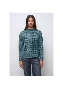 Jacquardpullover Street One, Damen, Gr. 36, tide blau, Stoff, 51% Viskose, 30% Polyester, 19% Nylon, Jacquardmuster, normal normal, hoch geschlossener Ausschnitt, abgesteppt, Pullover, mit grafischem Muster