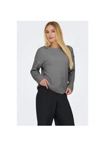 Strickpullover Only "ONLHAZEL LS DETAIL O-NECK BF KNT", Damen, Gr. XL, medium grau melange, Strick, Obermaterial: 93% Polyester, 4% Wolle, 3% Elasthan, unifarben, regular fit, Rundhals, Rippb&uuml;ndchen, Pullover Strickpullover
