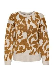 Strickpullover Only "ONLGIGI LS GLITTER O-NECK KNT", Damen, Gr. L, birch detail:golden braun glitter, Strick, Obermaterial: 65% Polyester, 18% metallisierte Fasern, 12% Viskose, 3% Wolle, 2% Elasthan, regular fit, Rundhals, Rippstrickb&uuml;ndchen, Pullover Strickpullover