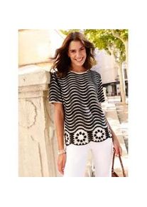 Rundhalspullover Inspirationen "Pullover", Damen, Gr. 52, schwarz, ecru, gemustert, 50% Baumwolle, 50% Polyacryl, gemustert, mehrfarbig, Pullover Rundhalspullover