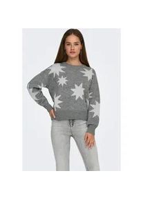 Rundhalspullover Only "ONLROSIE LS O-NECK GLITTER KNT", Damen, Gr. XS, medium grau melange pattern:silber glitter, Strick, Obermaterial: 47% Polyacryl, 33% metallisierte Fasern, 20% Polyester, gemustert, regular fit, Rundhals, Rippstrickb&uuml;ndchen, Pullover Rundhalspullover