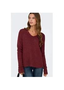 V-Ausschnitt-Pullover Only "ONLCAMILLA V-NECK L/S PULLOVER KNT NOOS", Damen, Gr. M, oxblood rot detail:melange, Strick, Obermaterial: 74% Polyacryl, 24% Polyester, 2% Elasthan, meliert, regular fit normal, V-Ausschnitt, Strickb&uuml;ndchen, Pullover, Materialmix, regular fit
