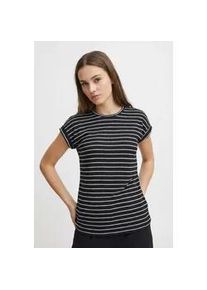 V&eacute;ro Moda Kurzarmpullover VERO MODA "VMBRIANNA SS O-NECK PULLOVER BOO REP", Damen, Gr. M, schwarz stripes:with snow wei&szlig;, Feinstrick, Obermaterial: 58% Viskose, 38% Polyester, 4% Elasthan, geringelt, gestreift, normal normal, Rundhals, angeschnitten,mit Umschlag, Pullover, mit &uuml;berschnittenen Schultern mit Umschlagsaum