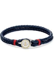 Lederarmband Tommy Hilfiger "NAUTICAL", edelstahlfarben, blau, rot, gelbgoldfarben, Armb&auml;nder, Damen, 19cm, Edelstahl Leder, Edelstahl, Leder, Lederarmband