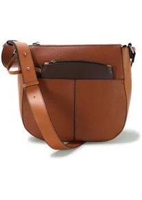 Schultertasche Harpa "CLAUDIA", Damen, Gr. B/H/T: 9cm x 29cm x 35cm, braun, Lederimitat, mehrfarbig, Taschen Schultertasche, inklusive kleiner Kosmetiktasche