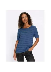 Ajourpullover Heine "Ajour-Pullover", Damen, Gr. 46, jeansblau, 100% Baumwolle, unifarben, Pullover