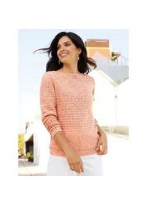 Strickpullover Classic Basics "Ajour-Pullover", Damen, Gr. 38, apricot, ecru, meliert, 100% Polyacryl, meliert, Pullover Strickpullover