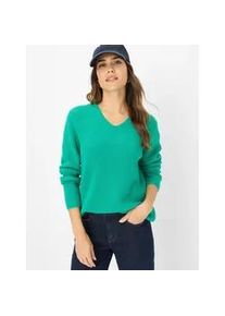 Strickpullover Brax "Style LANA", Damen, Gr. 36, gr&uuml;n, Strick, 63% Baumwolle, 30% Polyamid, 5% Wolle, 2% Elasthan, V-Ausschnitt, Pullover Strickpullover