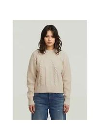 G-Star Raw Longpullover G-STAR "Big Cable Knit Pullover", Damen, Gr. XS, dk talc, Obermaterial: 40% Polyamid, Pullover Longpullover