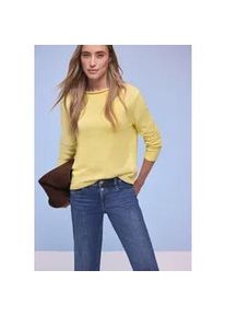 Strickpullover Street One, Damen, Gr. 42, bloom gelb, Strick, Obermaterial: 100% Baumwolle, meliert, l&auml;ssig geschnitten h&uuml;ftbedeckend, Rundhals, Pullover Strickpullover, im Two-Tone-Look