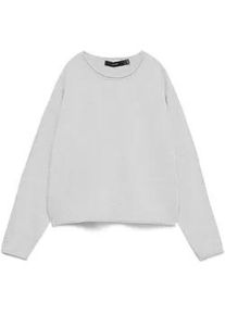 V&eacute;ro Moda Strickpullover VERO MODA "VMEXCITING PLAIN LS O-NK ROLL PULLOV BOO", Damen, Gr. M, light grau melange, Strick, Obermaterial: 72% Polyester, 18% Polyacryl, 10% Nylon, unifarben, regular fit normal, Rundhals, Pullover Strickpullover