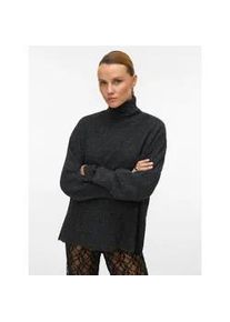 V&eacute;ro Moda Rollkragenpullover VERO MODA "VMDOFFY LS ROLL NECK PULLOVER NOOS", Damen, Gr. M, schwarz detail:melange, Strick, Obermaterial: 94% Polyester, 3% Elasthan, 3% Nylon, meliert, regular fit normal, Rundhals, Pullover Rollkragenpullover