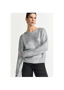 Strickpullover RICHROYAL, Damen, Gr. M, silber, Strick, Obermaterial: 60% Polyacryl, 15% Alpaka, 15% Wolle, 10% Viskose, gerade, Rundhals, Pullover Strickpullover, in Metallic-Optic, kastiger Schnitt, Grobstrick