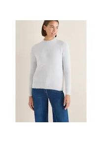 Stehkragenpullover Cecil, Damen, Gr. M (40), luna grau melange, Strick, Obermaterial: 80% Polyester, 20% Baumwolle, unifarben, l&auml;ssig geschnitten h&uuml;ftbedeckend, Rundhals, Pullover Stehkragenpullover, Stehkragen und feines Strukturmuster