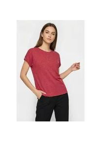 V&eacute;ro Moda Kurzarmpullover VERO MODA "VMBRIANNA SS O-NECK PULLOVER BOO REP", Damen, Gr. XS, jazzy detail:with coral paradise melange, Feinstrick, Obermaterial: 58% Viskose, 38% Polyester, 4% Elasthan, meliert, unifarben, normal normal, Rundhals, angeschnitten,mit Umschlag, Pullover, mit &uuml;berschnittenen Schultern mit Umschlagsaum