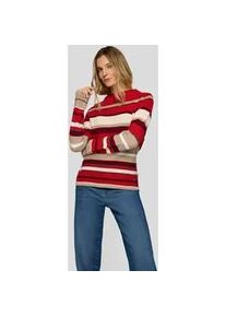 Strickpullover Rabe, Damen, Gr. 42, mohn, Strick, Obermaterial: 50% Baumwolle, 50% Polyacryl, gestreift, tailliert h&uuml;ftbedeckend, Rundhals, Flachstrickb&uuml;ndchen, Pullover Strickpullover, im Streifen-Look