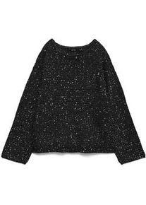 V&eacute;ro Moda Strickpullover VERO MODA "VMLEILANI STITCH LS BOATNECK PULLOVER", Damen, Gr. S, schwarz detail:with silber seq, Strick, Obermaterial: 68% Polyester, 32% Polyacryl, Glitzermuster, regular fit normal, U-Boot-Ausschnitt, Pullover Strickpullover