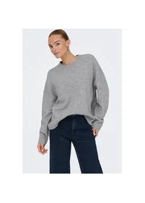 Strickpullover Only "ONLRENE LIFE LS O-NECK CC KNT", Damen, Gr. XS, grau (medium grau melange), Strick, Obermaterial: 65% Polyester, 13% Nylon, 13% Polyacryl, 6% Wolle, 3% Elasthan, unifarben, regular fit, Rundhals, Pullover Strickpullover