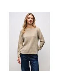 Rundhalspullover Street One, Damen, Gr. 44, sanded beige, Strick, Obermaterial: 98% Polyester, 2% Elasthan, unifarben, regular fit normal, U-Boot-Ausschnitt, gerader Abschluss, Pullover Rundhalspullover, mit U-Boot Ausschnitt