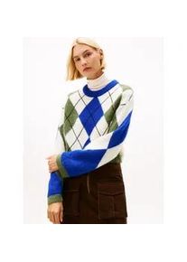 Strickpullover Tommy Hilfiger "ALPACA BLEND ARGYLE C-NK LS SWT", Damen, Gr. S, argyle cobalt, deep evergr&uuml;n, Strick, Obermaterial: 50% Alpaka, 50% Nylon, kariert, regular fit, Rundhals, Rippb&uuml;ndchen, Pullover Strickpullover