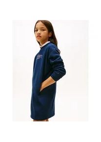 Sweatkleid Tommy Hilfiger "TOMMY PUFF FLOWER HWK DRESS LS", M&auml;dchen, Gr. 8 (128), N-Gr, schwarz night navy, Web, Obermaterial: 80% Baumwolle, 20% Polyester, unifarben, regular fit ca. Mitte Oberschenkel, Rundhals, eingesetzt angesetztes B&uuml;ndchen, Kleider Sweatkleid, Regular fit, f&uuml;r Kinder bis 16 Jahre