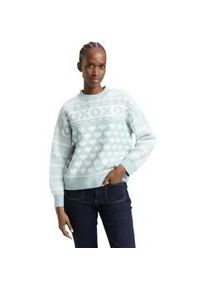 Strickpullover Tom Tailor DENIM, Damen, Gr. M, mint wei&szlig;, Strick, Obermaterial: 62% Polyacryl, 25% Polyester, 10% Baumwolle, 3% Elasthan, bedruckt, bequem h&uuml;ftbedeckend, Rundhals, Flachstrickb&uuml;ndchen, Pullover Strickpullover, mit Allover-Muster