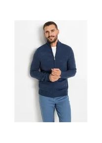 Strickjacke bonprix "Feinstrickjacke", Herren, Gr. 64 (3XL), blau, Strick, Obermaterial: 100% Polyacryl, unifarben, regular fit h&uuml;ftbedeckend, hoch geschlossener Ausschnitt, Strickjacken Strickjacke, mit Stehkragen, Regular Fit, aus Polyacryl, mit Rei&szlig;verschluss
